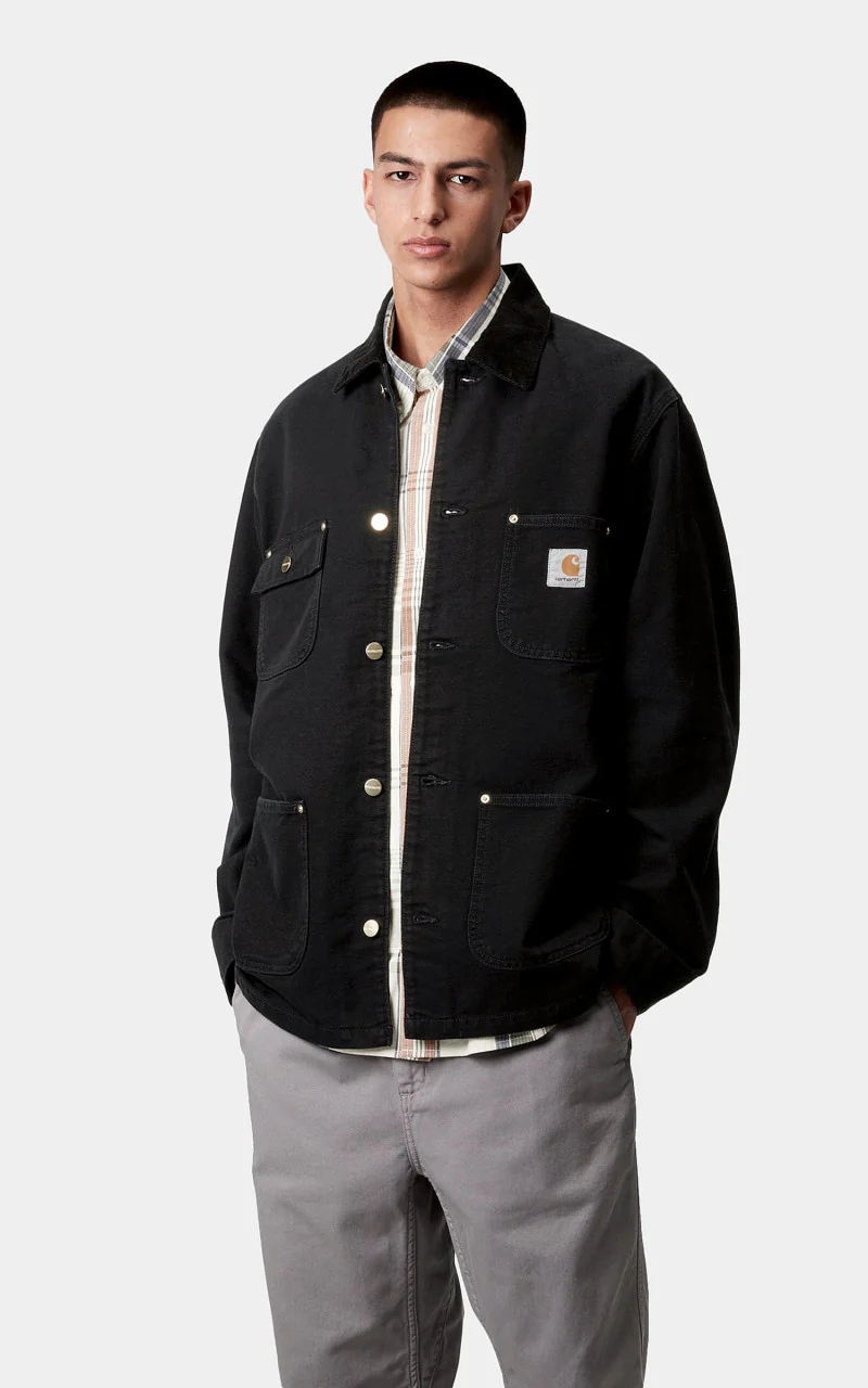 Carhartt WIP OG Chore Coat Dearborn Canvas Aged Black/Black - Image 4