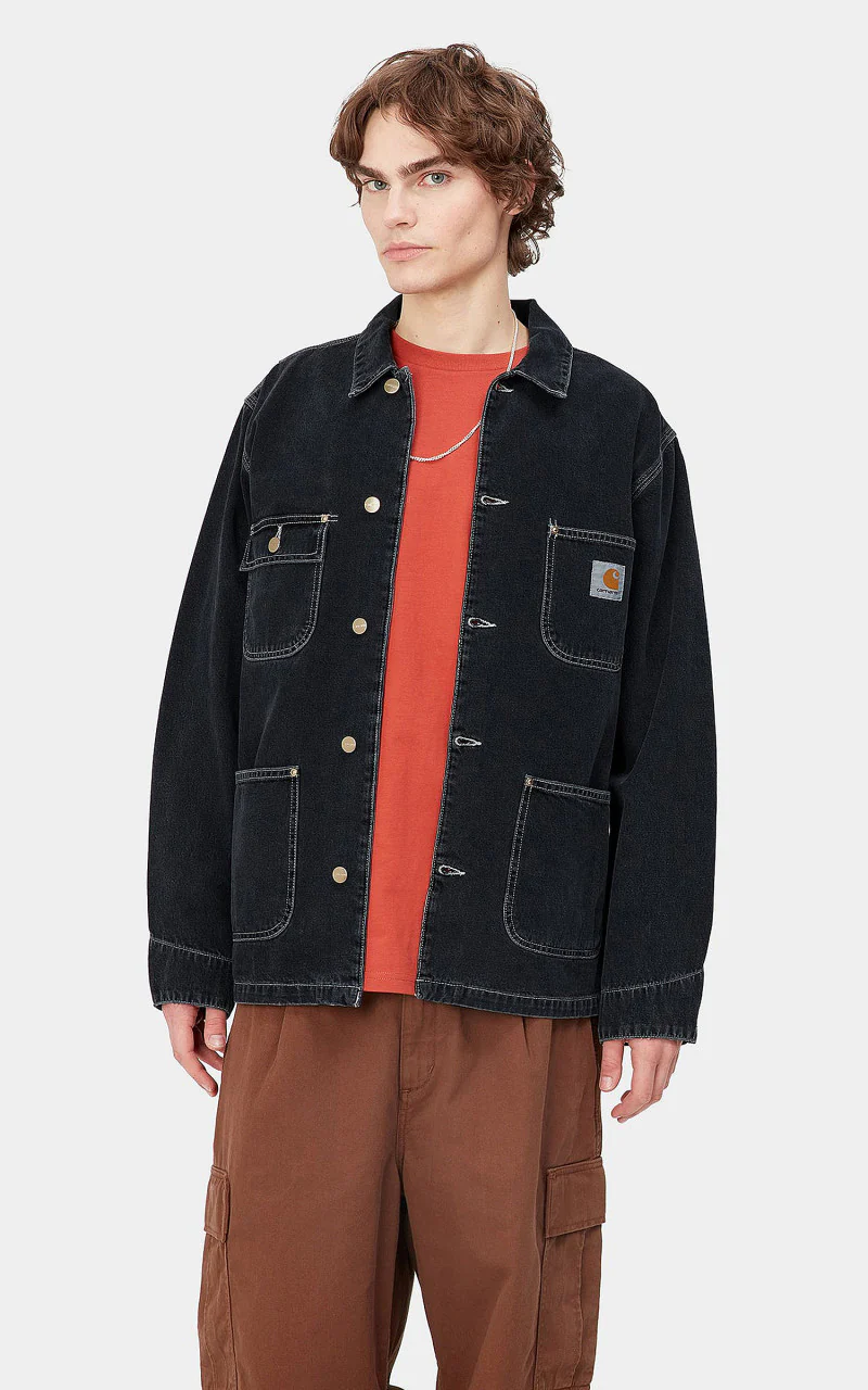 Carhartt WIP OG Chore Coat Norco Denim Heavy Stone Wash Black - Image 4