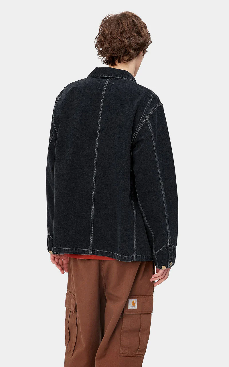 Carhartt WIP OG Chore Coat Norco Denim Heavy Stone Wash Black - Image 6