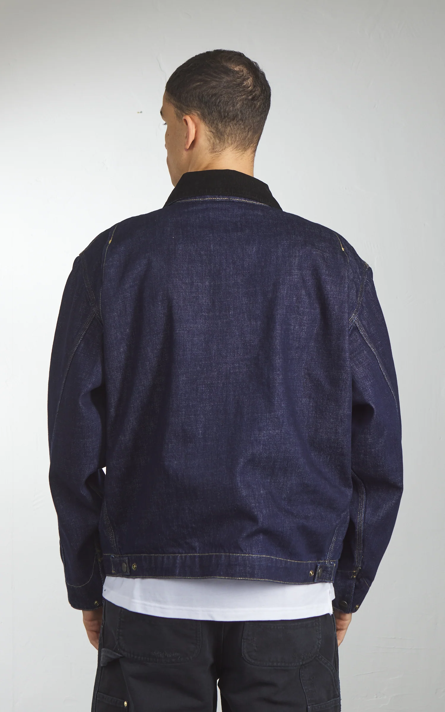 Carhartt WIP OG Detroit Jacket Camano Denim Rinsed Blue/Black - Image 8