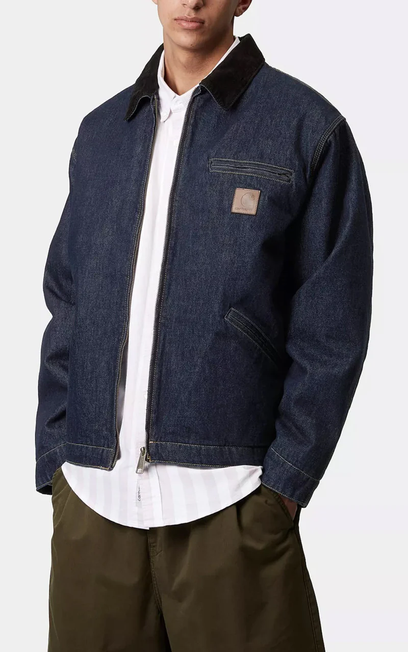 Carhartt WIP OG Detroit Jacket Smith Denim Rinsed Blue/Black - Image 3