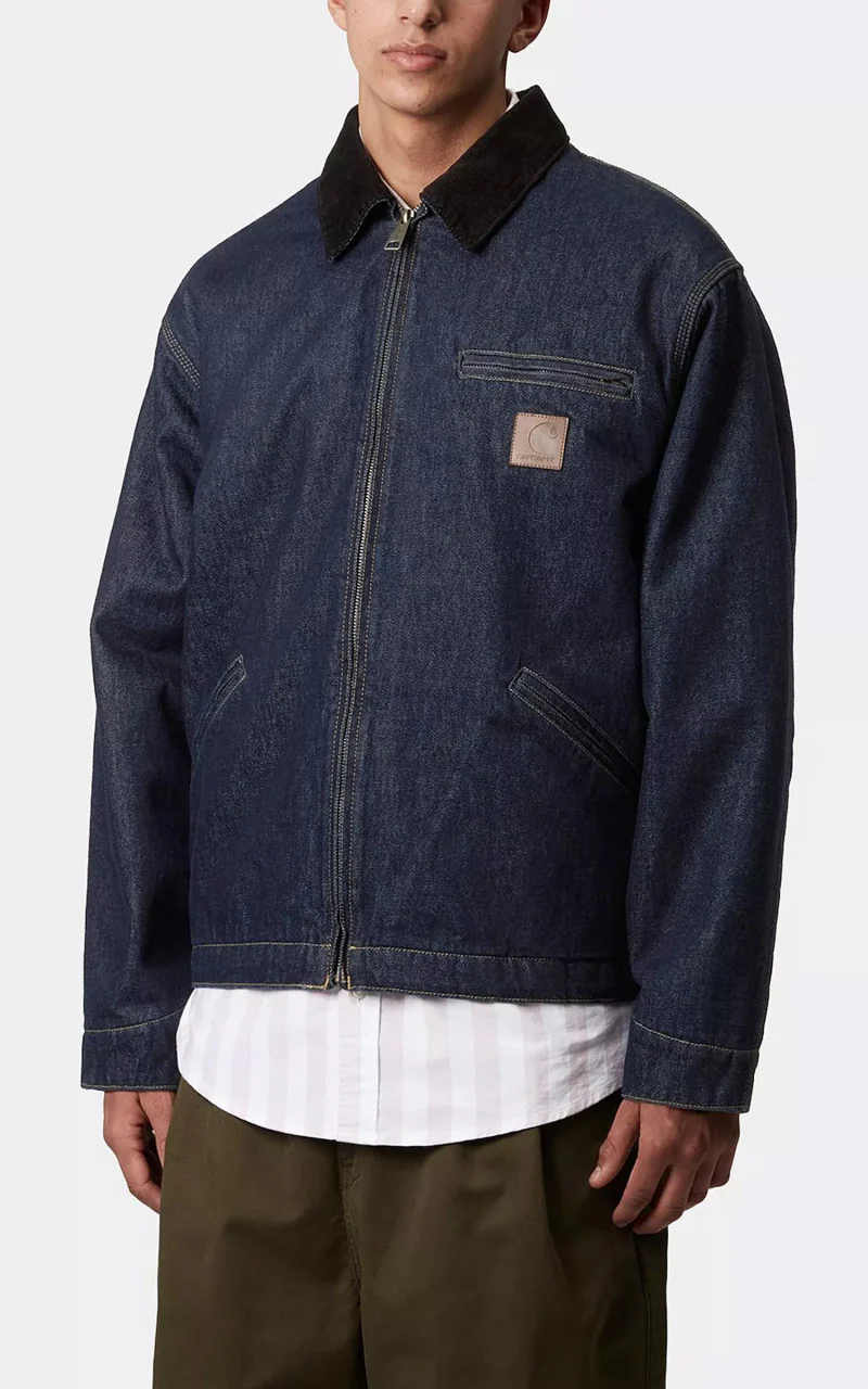 Carhartt WIP OG Detroit Jacket Smith Denim Rinsed Blue/Black - Image 6
