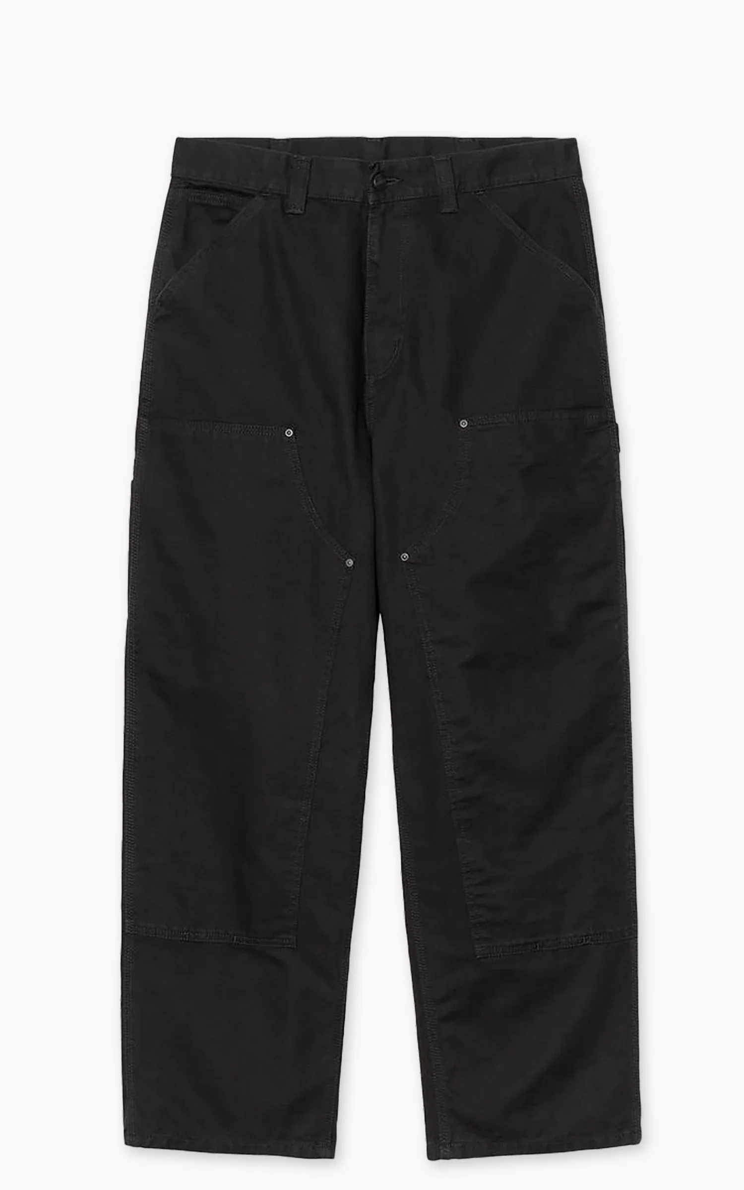Carhartt WIP OG Double Knee Pant Deerfield Canvas Stone Washed Black - Image 2