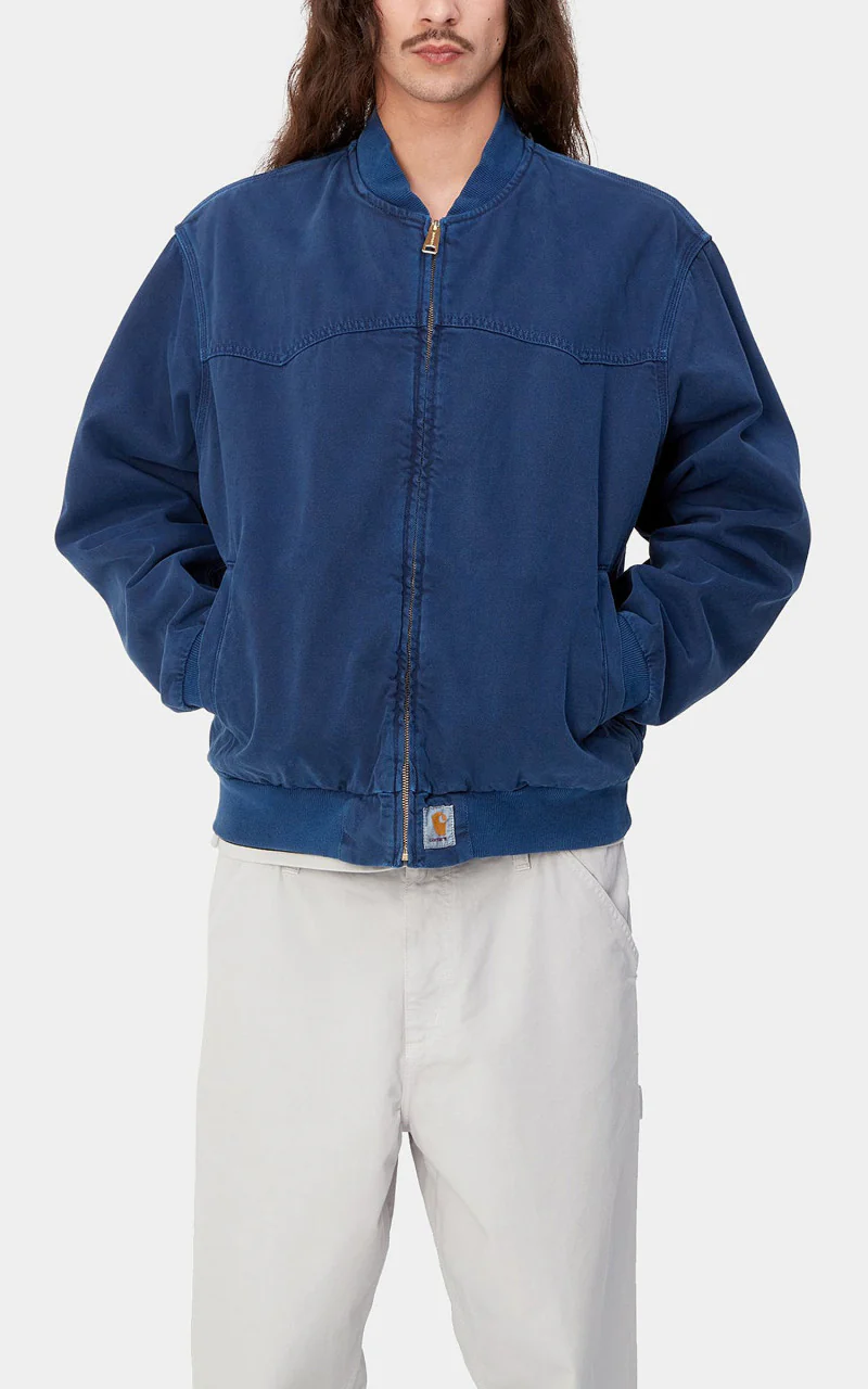 Carhartt WIP OG Santa Fe Bomber Clark Twill Elder Stone Dyed - Image 2