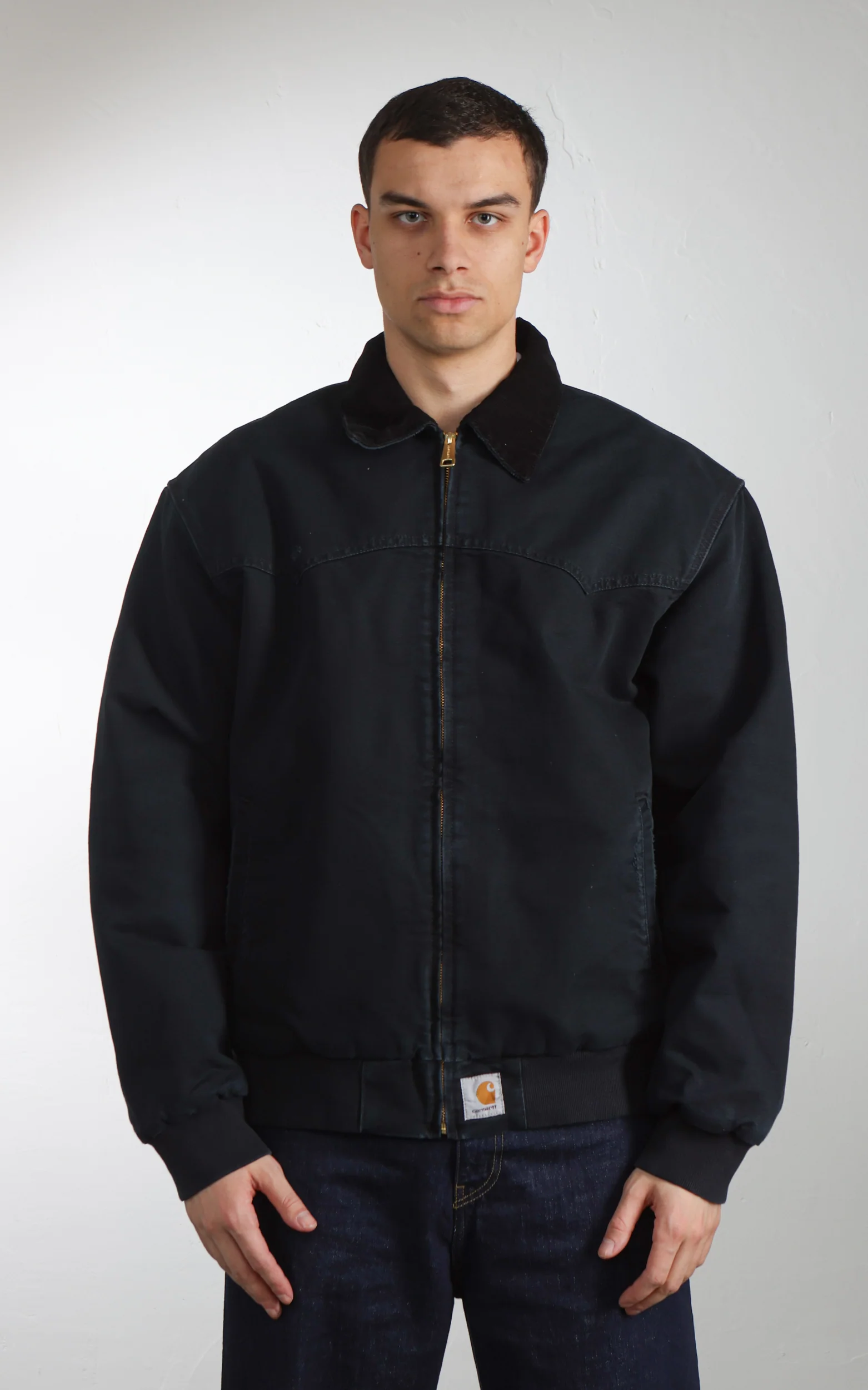 Carhartt WIP OG Santa Fe Jacket Dearborn Canvas Grind Washed Black/Black - Image 4