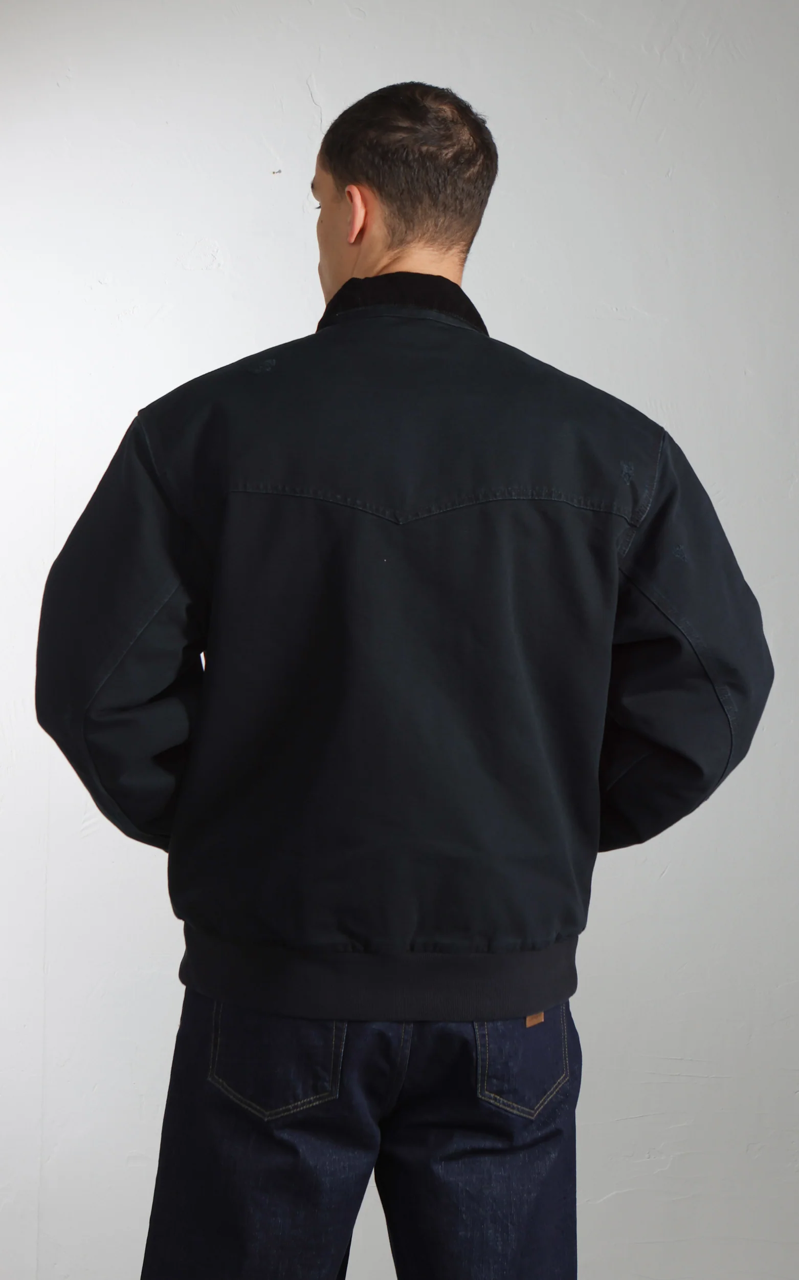 Carhartt WIP OG Santa Fe Jacket Dearborn Canvas Grind Washed Black/Black - Image 6