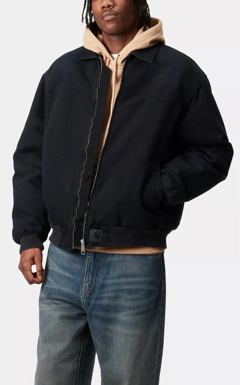 Carhartt WIP OG Santa Fe Jacket Dearborn Canvas Stone Black/Black - Image 2