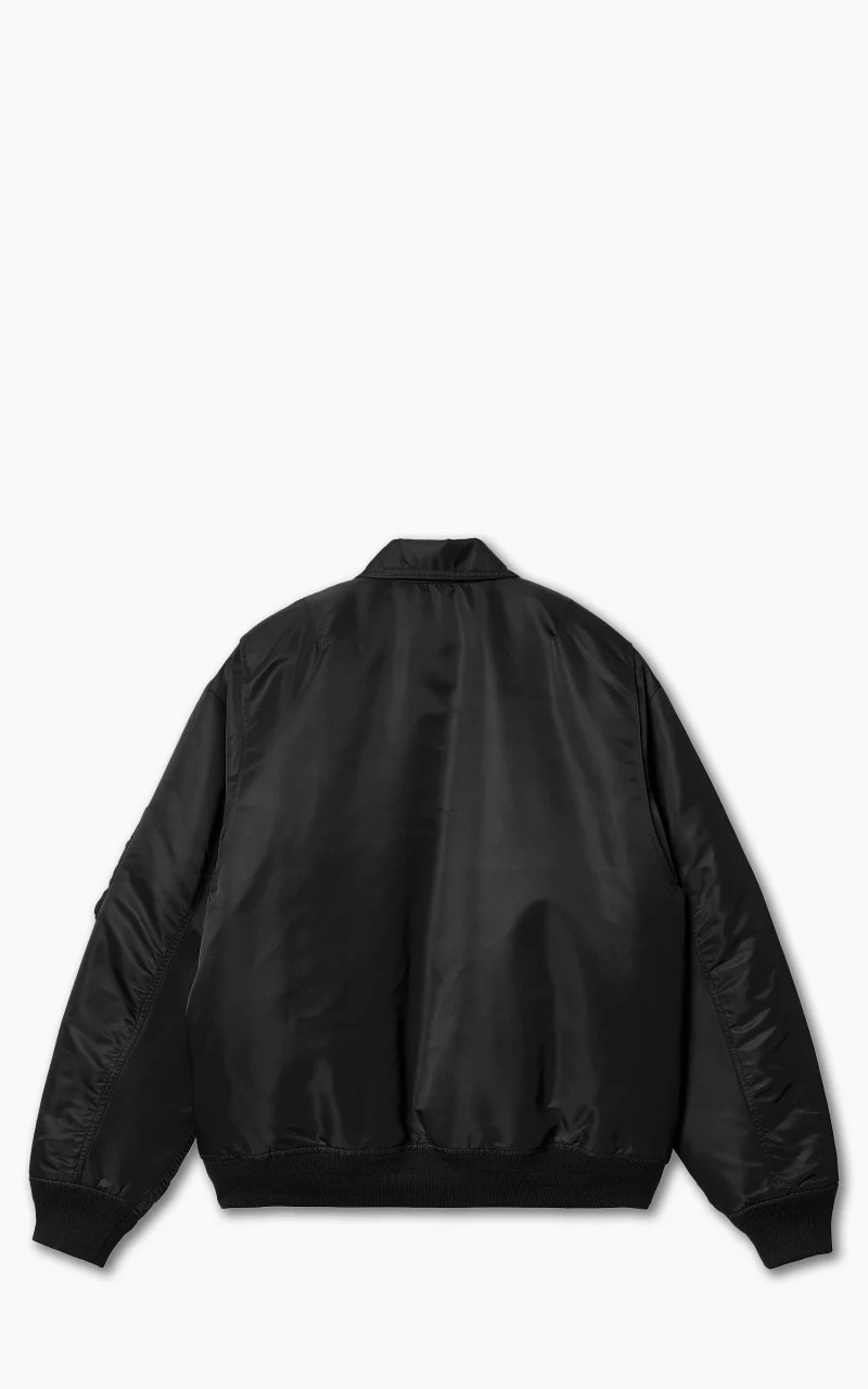 Carhartt WIP Olten Bomber Jacket Nylon Black/Smoke Green - Image 6