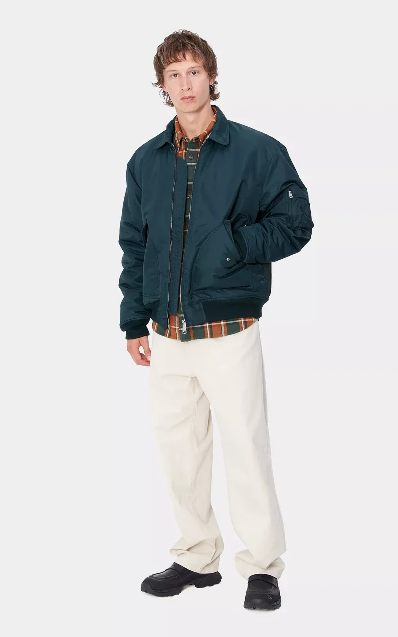 Carhartt WIP Olten Bomber Jacket Nylon Duck Blue/Turmeric - Image 4