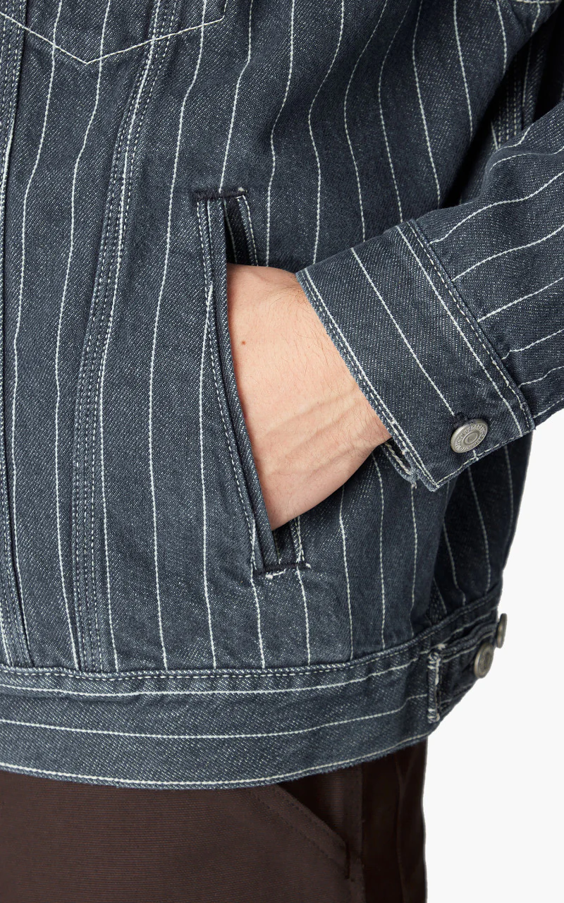 Carhartt WIP Orlean Jacket Orlean Stripe Blue/White Stone Washed - Image 6