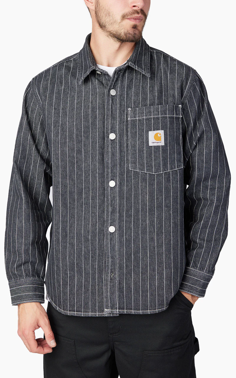 Carhartt WIP Orlean Shirt Jac Orlean Stripe Black/White Stone - Image 4