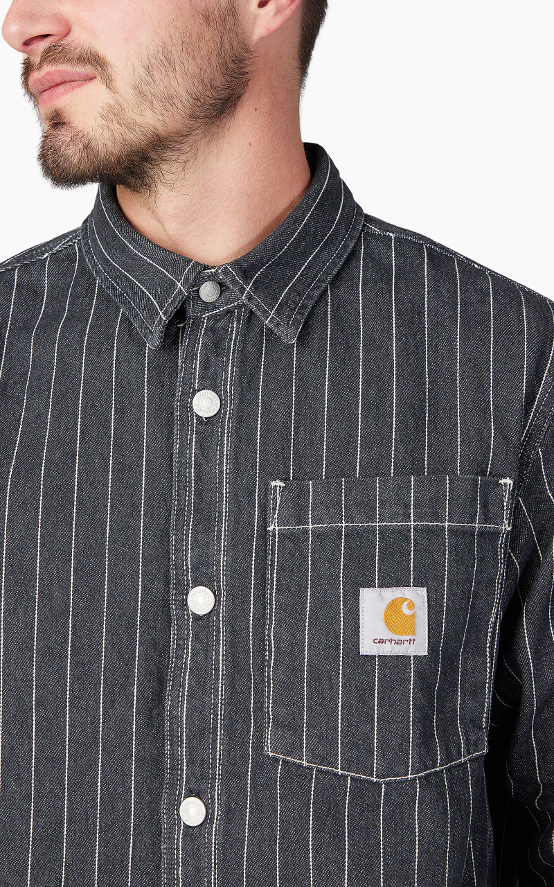 Carhartt WIP Orlean Shirt Jac Orlean Stripe Black/White Stone - Image 5