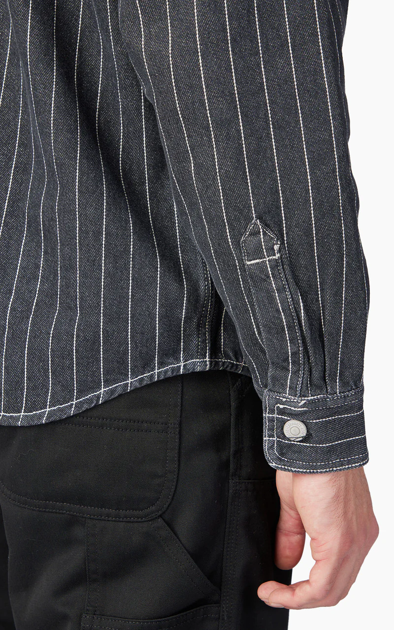 Carhartt WIP Orlean Shirt Jac Orlean Stripe Black/White Stone - Image 7