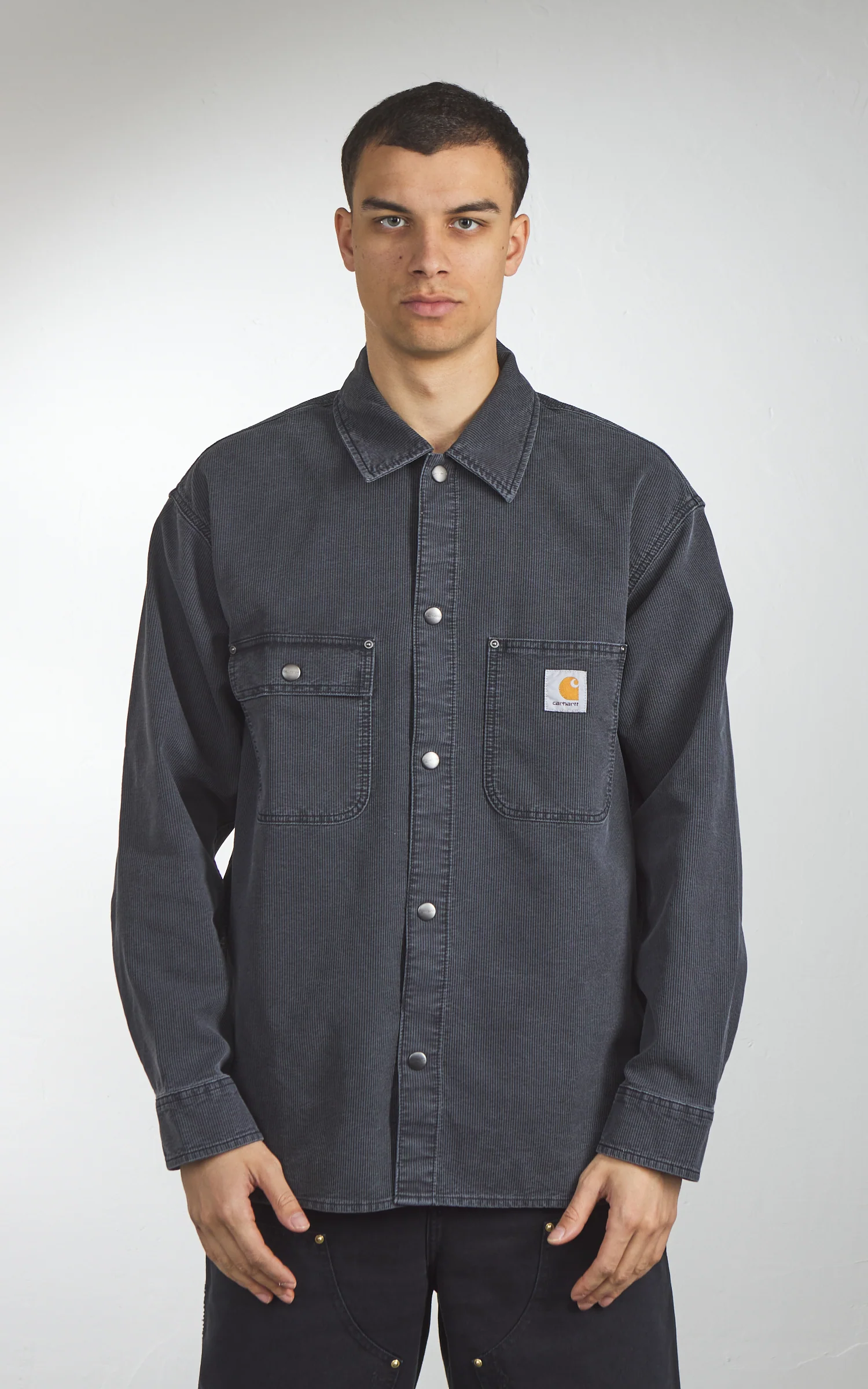 Carhartt WIP Parrish Shirt Jac Stone Washed Obsidian - Image 2
