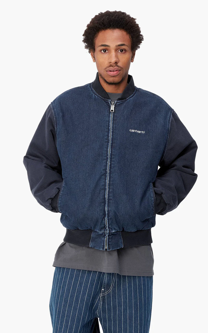 Carhartt WIP Paxon Bomber Maitland Denim Blue/Dark Navy Stone Washed - Image 2