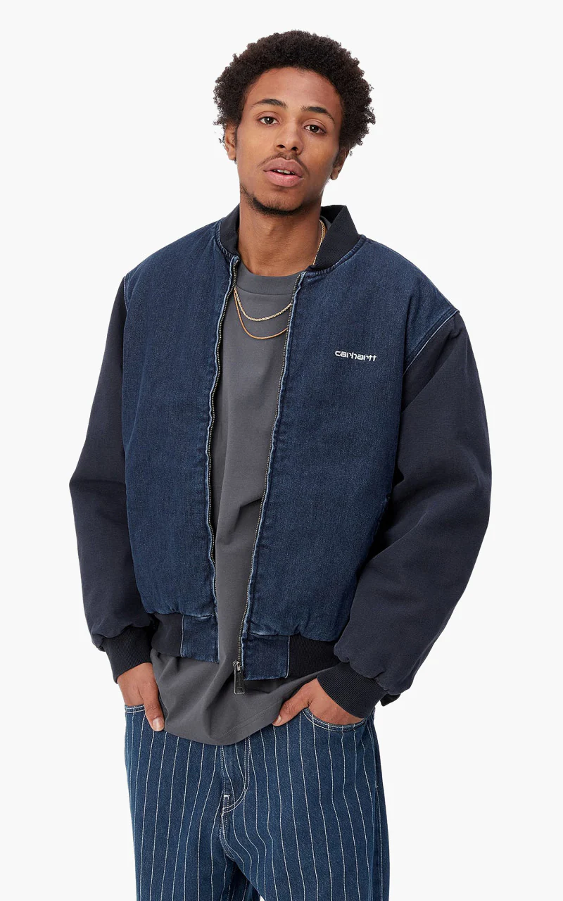 Carhartt WIP Paxon Bomber Maitland Denim Blue/Dark Navy Stone Washed - Image 4