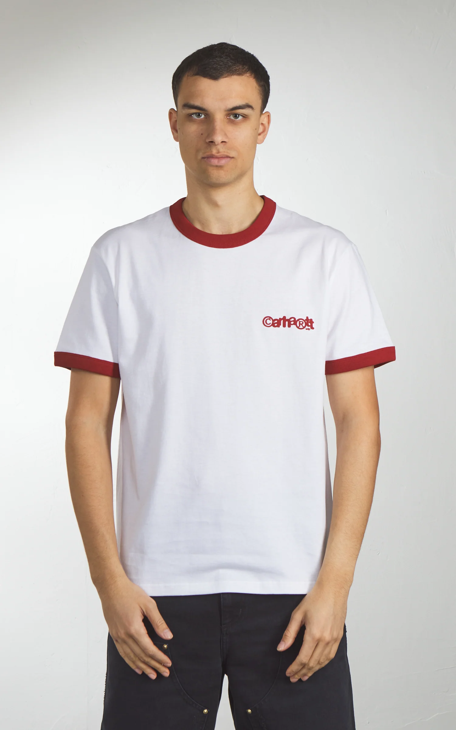 Carhartt WIP S/S Ip Ringer T-Shirt White/Red/Red - Image 2