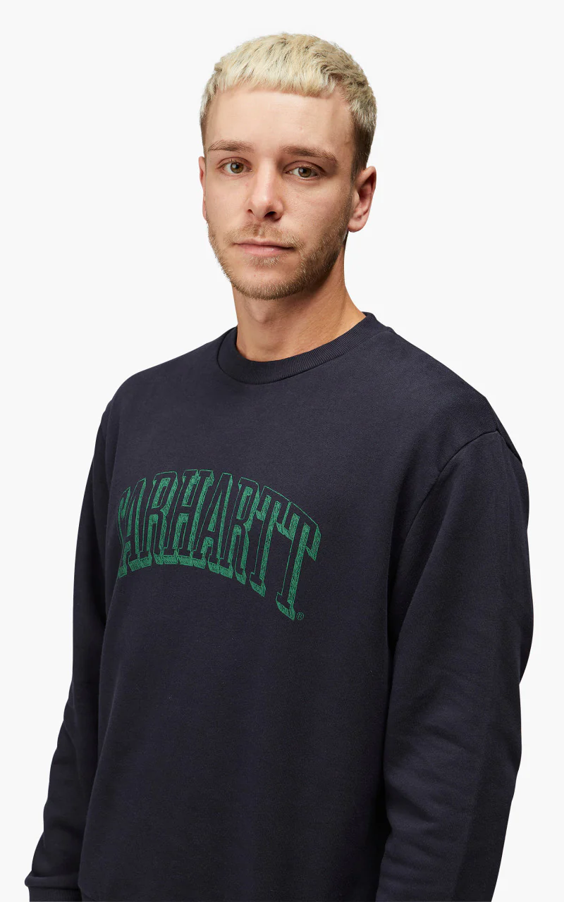 Carhartt WIP Scrawl Sweatshirt Dark Navy/Bonsai - Image 6