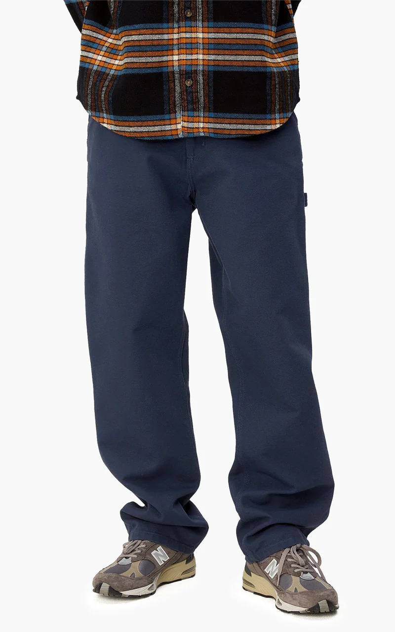 Carhartt WIP Single Knee Pant Dearborn Canvas Rinsed Blue - Image 2