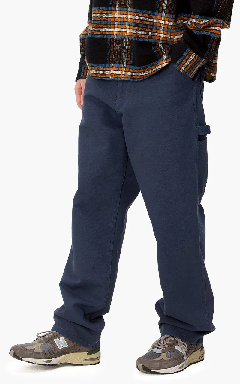 Carhartt WIP Single Knee Pant Dearborn Canvas Rinsed Blue - Image 5