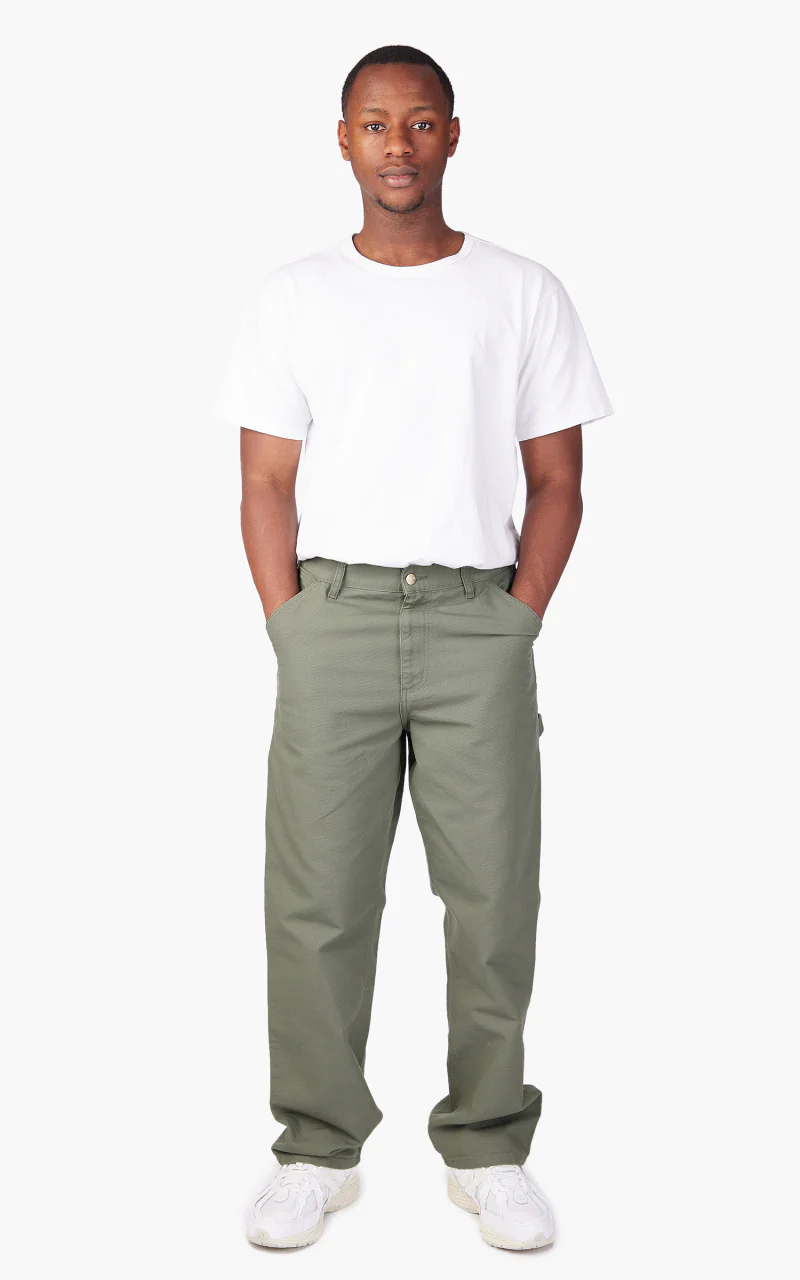 Carhartt WIP Single Knee Pant Dearborn Canvas Smoke Green - Image 2