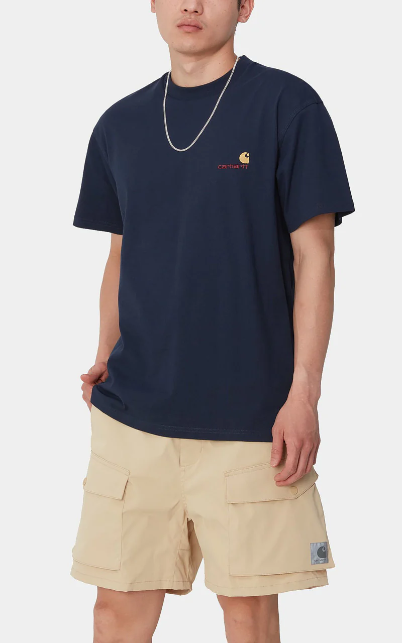 Carhartt WIP S/S American Script T-Shirt Air Force Blue - Image 4