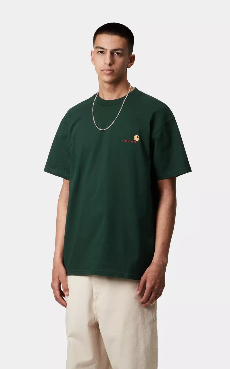 Carhartt WIP S/S American Script T-Shirt Conifer - Image 2