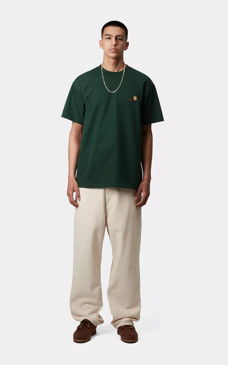 Carhartt WIP S/S American Script T-Shirt Conifer - Image 3