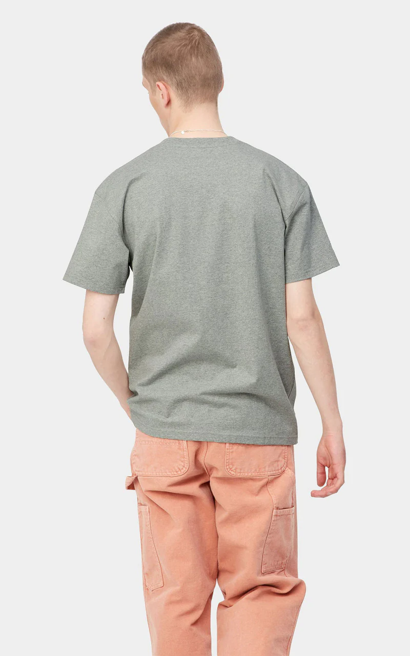 Carhartt WIP S/S American Script T-Shirt Grey Heather - Image 3