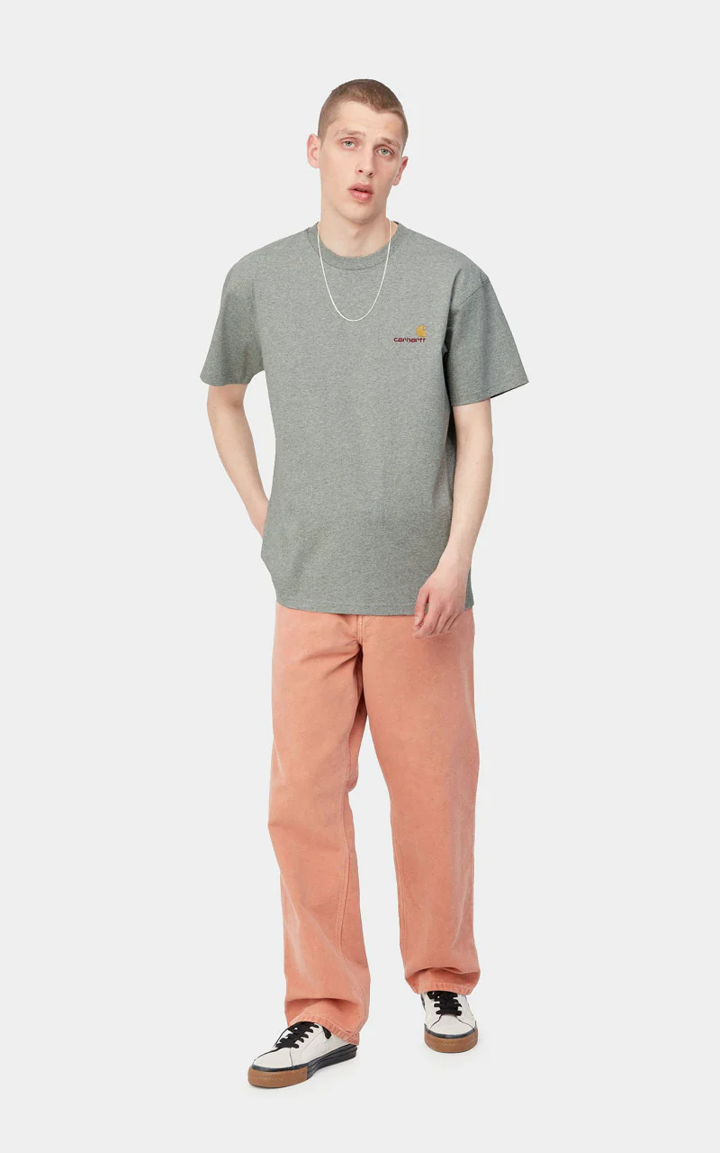 Carhartt WIP S/S American Script T-Shirt Grey Heather - Image 4