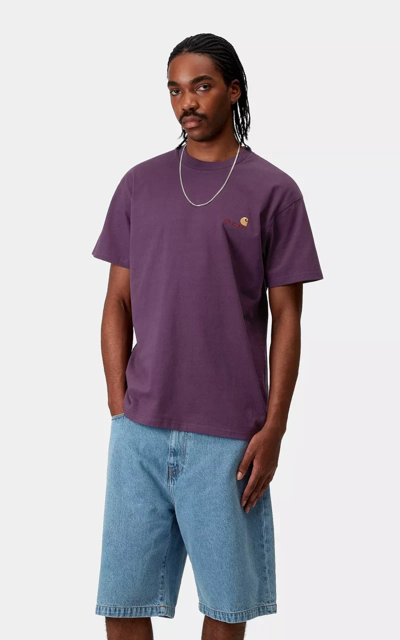 Carhartt WIP S/S American Script T-Shirt Huckleberry - Image 2