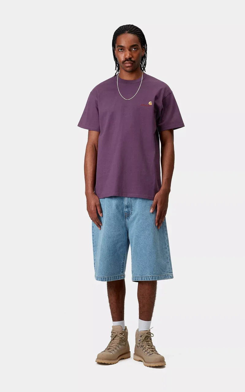 Carhartt WIP S/S American Script T-Shirt Huckleberry - Image 3