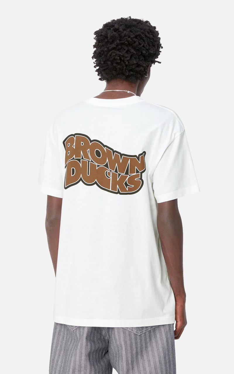 Carhartt WIP S/S Brown Ducks T-Shirt White - Image 4