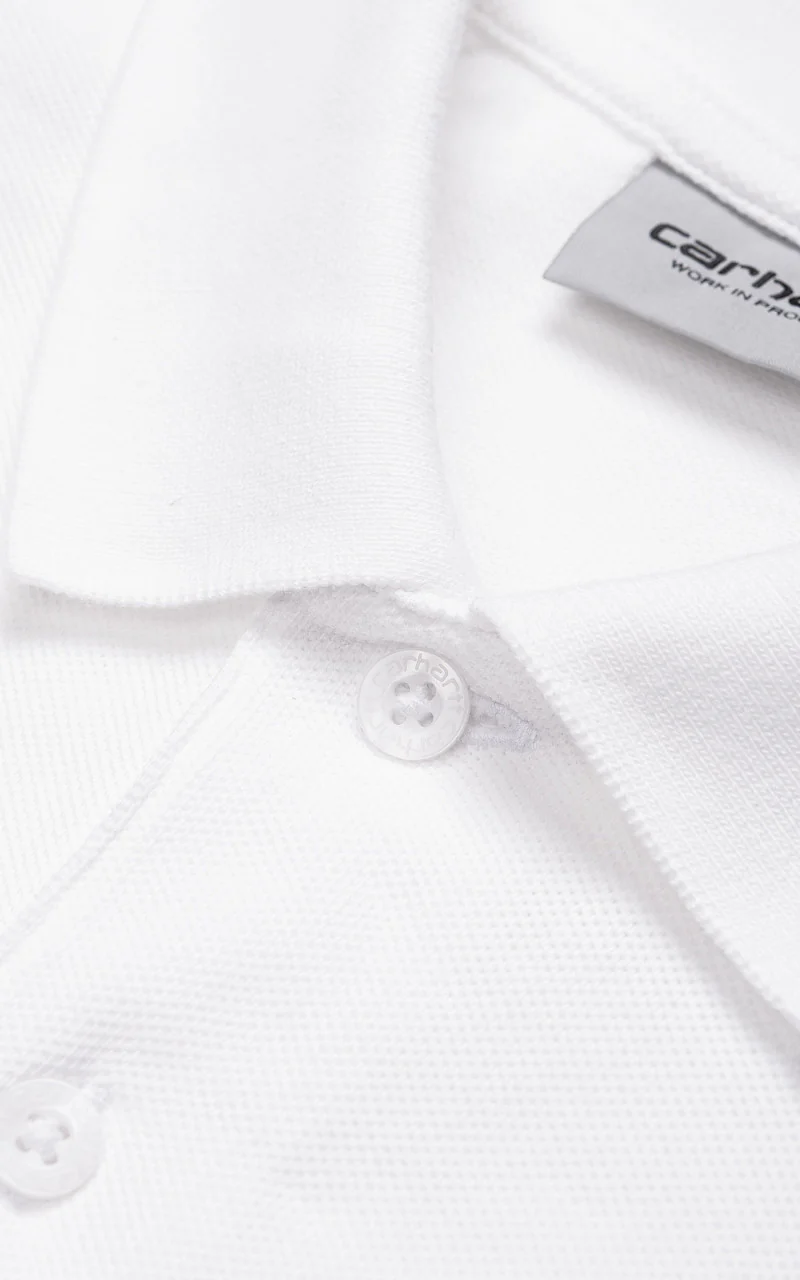 Carhartt WIP S/S Chase Pique Polo White/Gold - Image 5