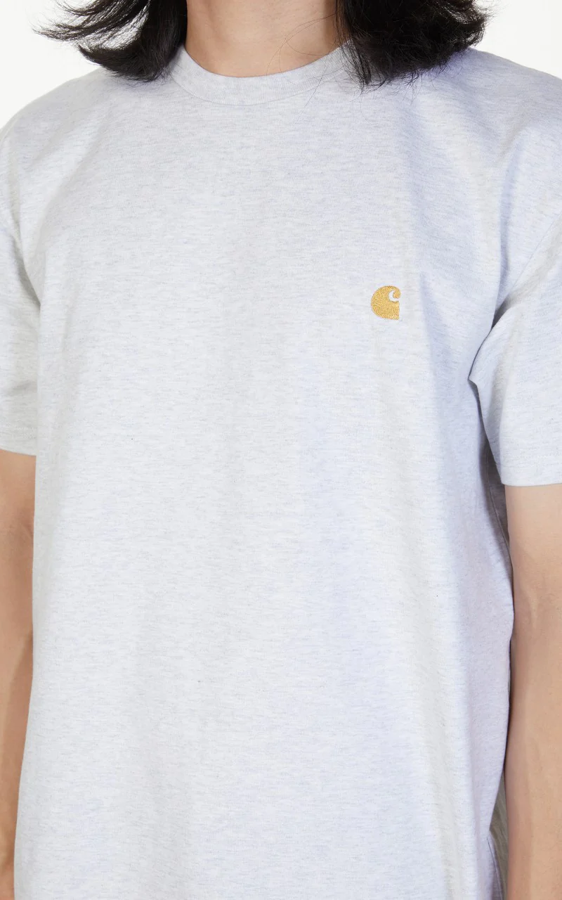 Carhartt WIP S/S Chase T-Shirt Ash Heather/Gold - Image 4