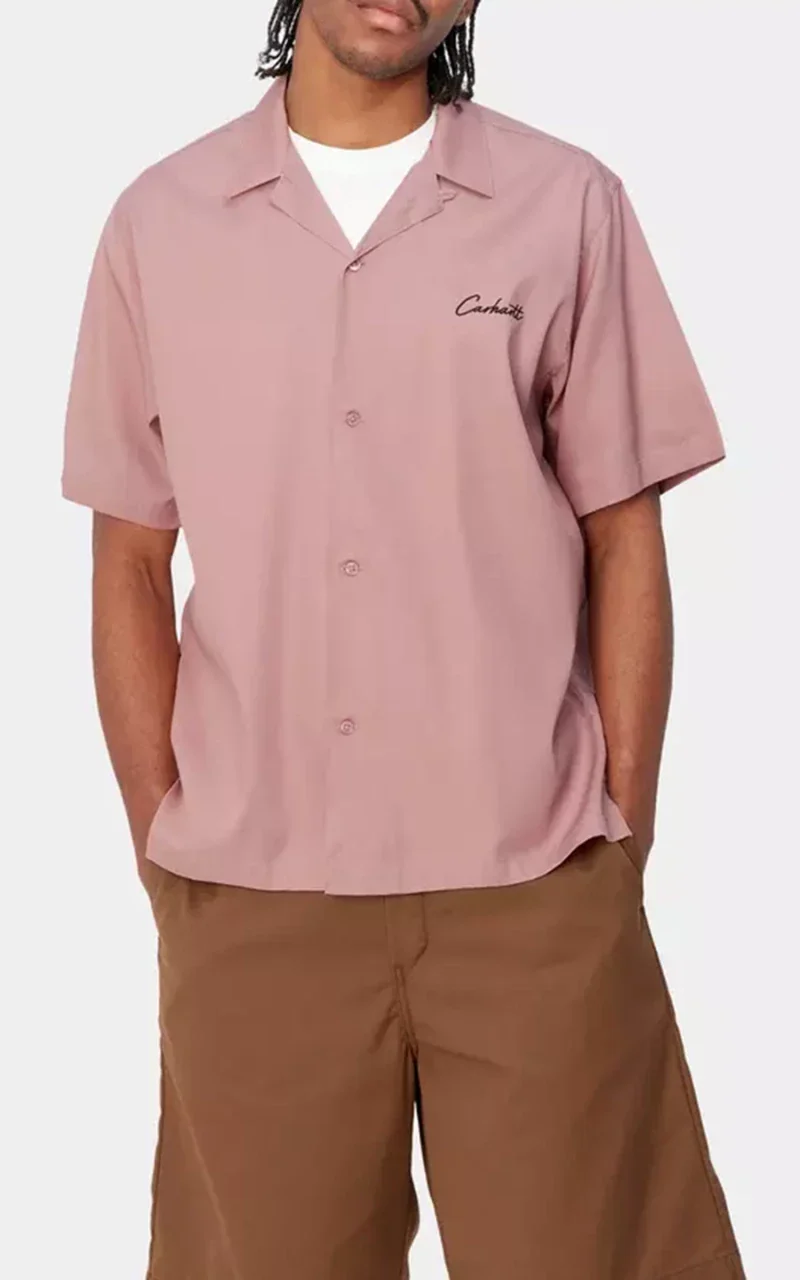 Carhartt WIP S/S Delray Shirt Glassy Pink/Black - Image 2