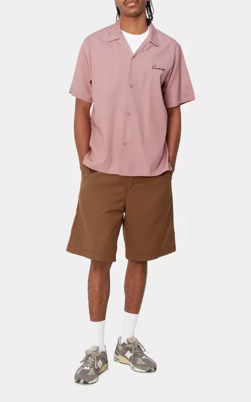Carhartt WIP S/S Delray Shirt Glassy Pink/Black - Image 4