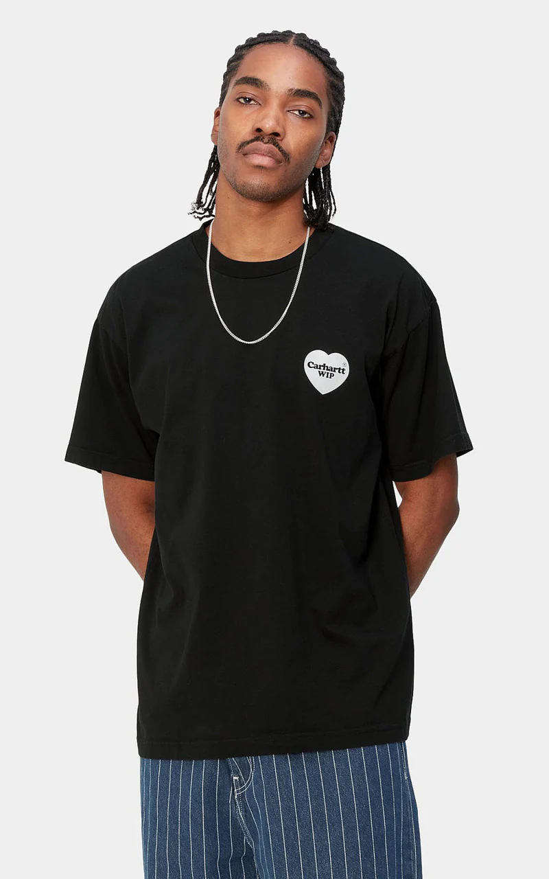 Carhartt WIP S/S Heart Bandana T-Shirt Black/White Stone Washed - Image 3