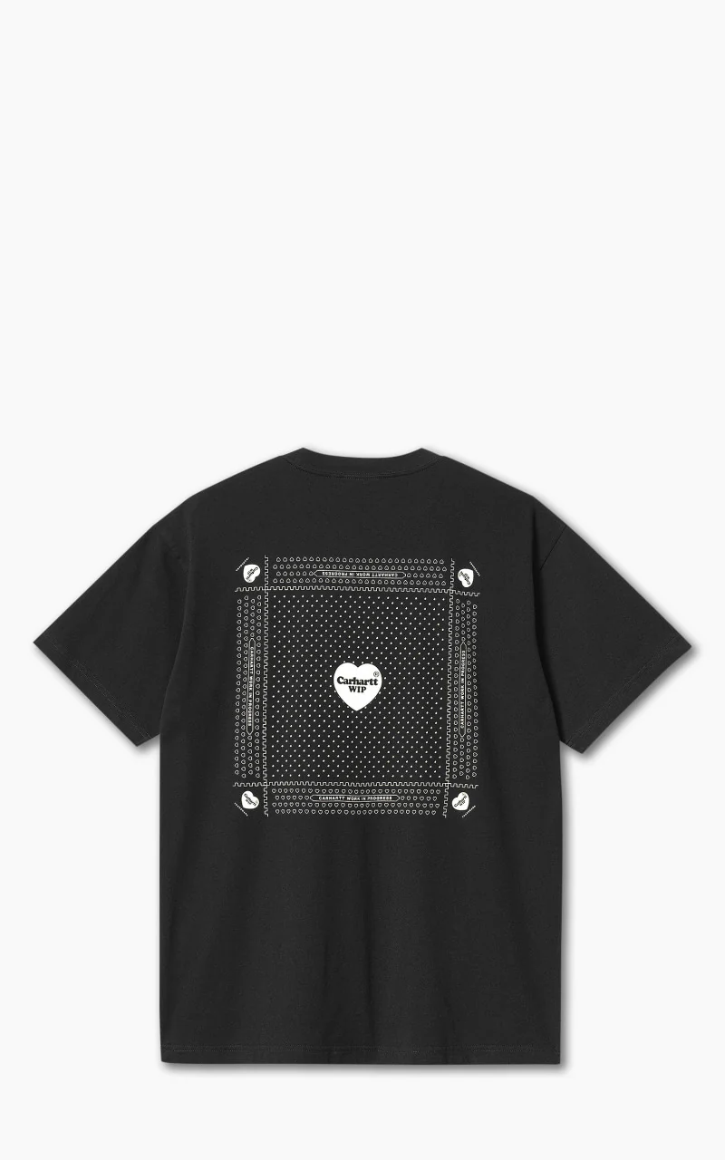 Carhartt WIP S/S Heart Bandana T-Shirt Black/White Stone Washed - Image 4