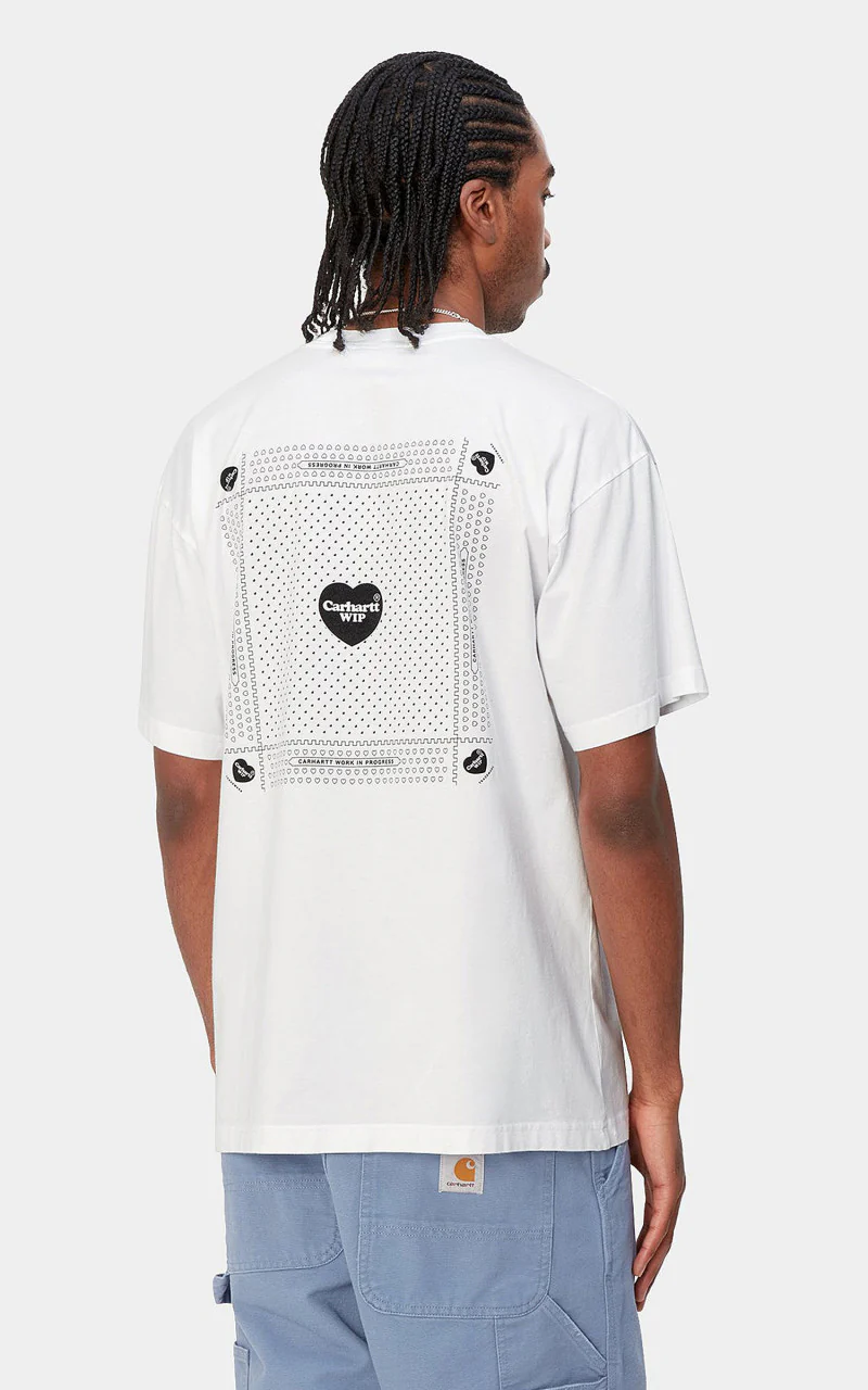 Carhartt WIP S/S Heart Bandana T-Shirt White/Black Stone Washed - Image 2