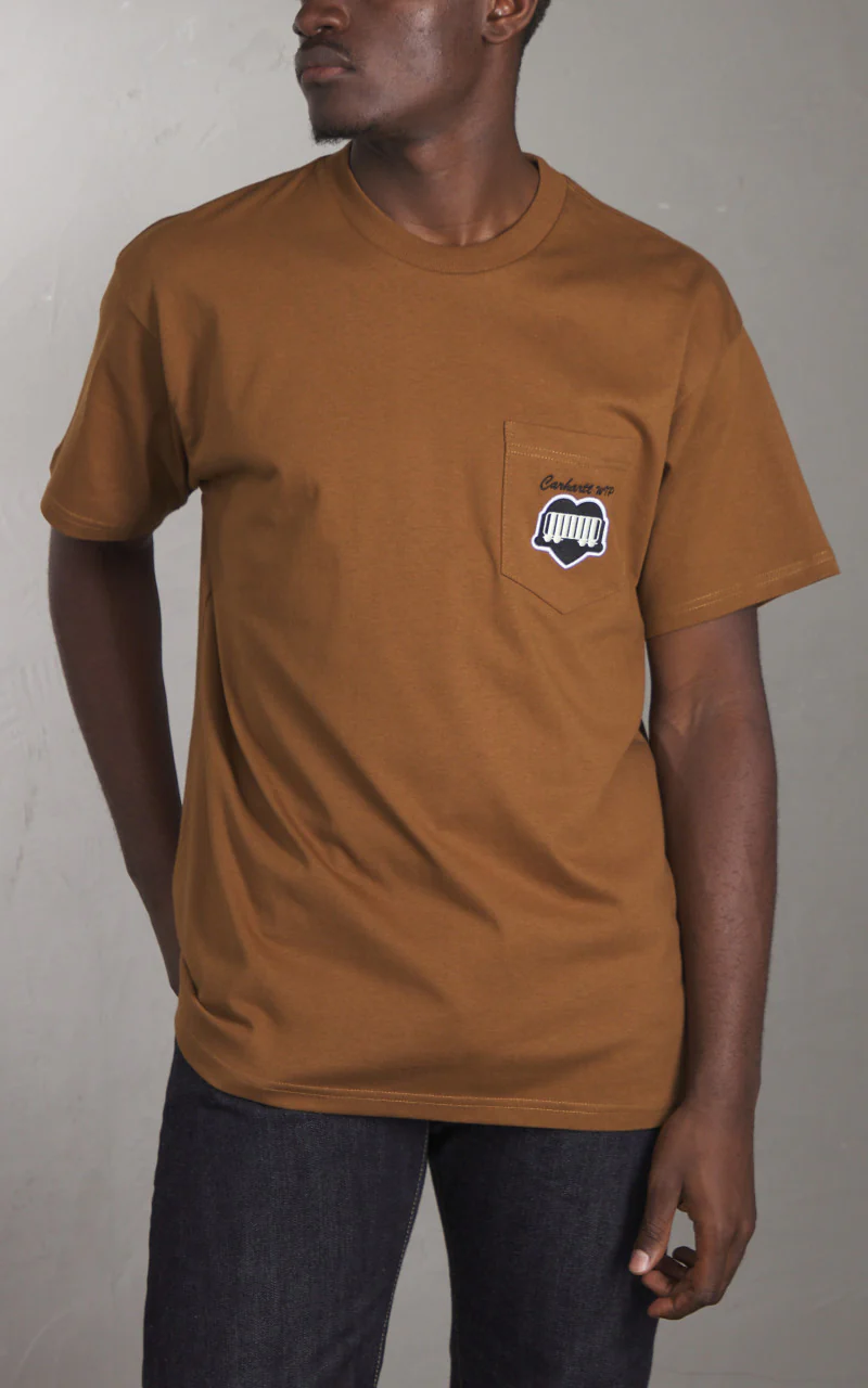 Carhartt WIP S/S Heart Train Pocket T-Shirt Hamilton Brown - Image 3