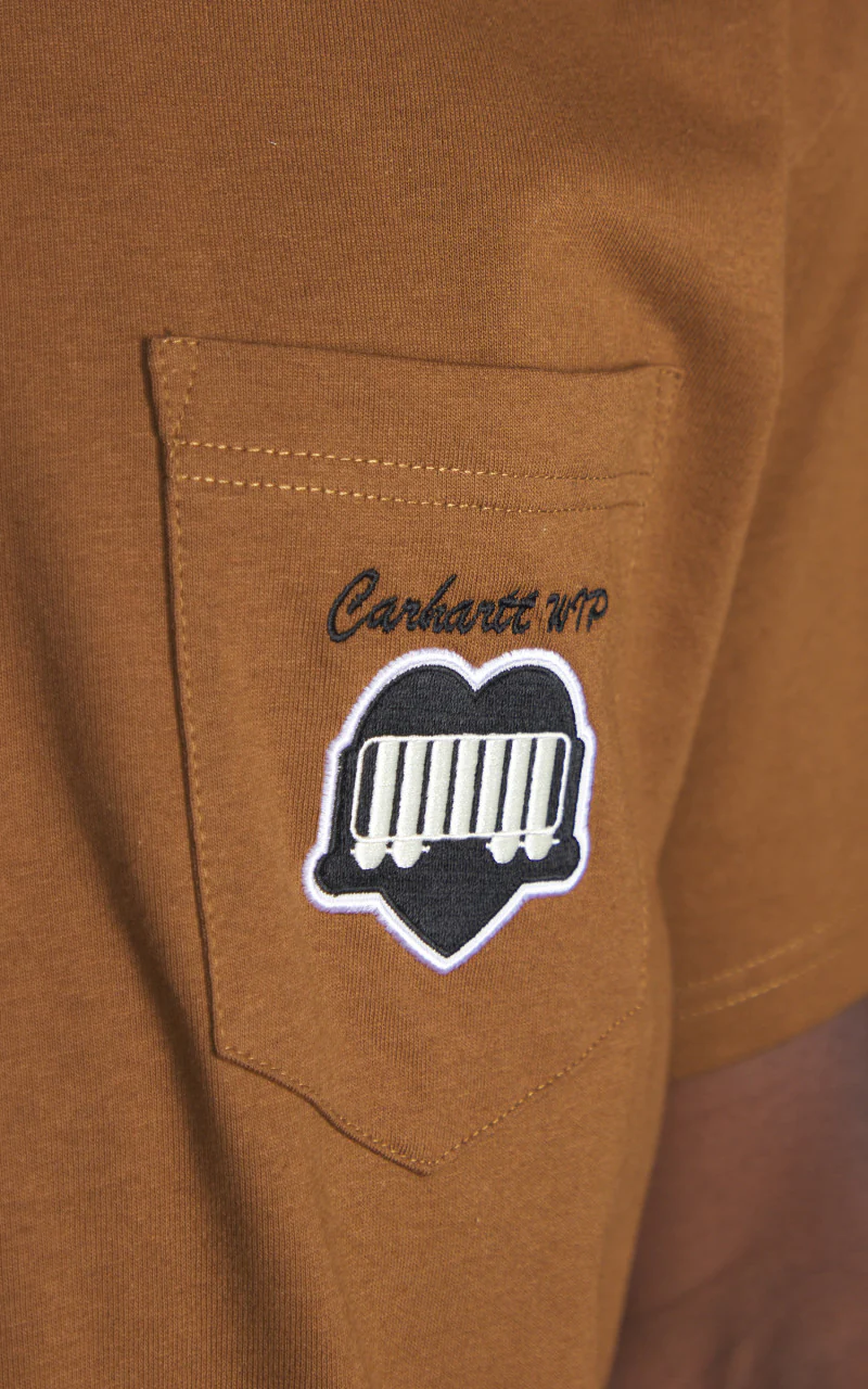 Carhartt WIP S/S Heart Train Pocket T-Shirt Hamilton Brown - Image 5