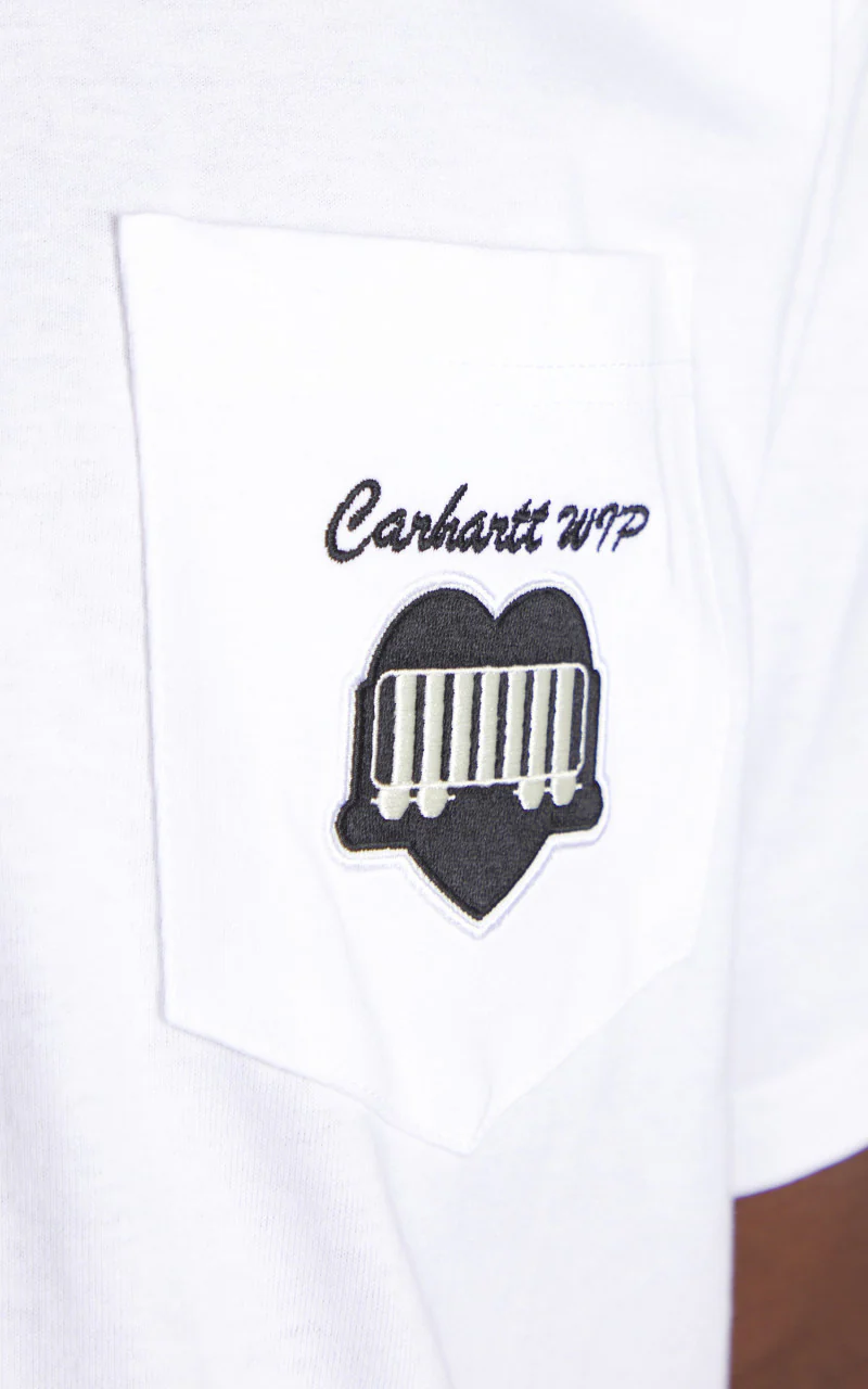 Carhartt WIP S/S Heart Train Pocket T-Shirt White - Image 5