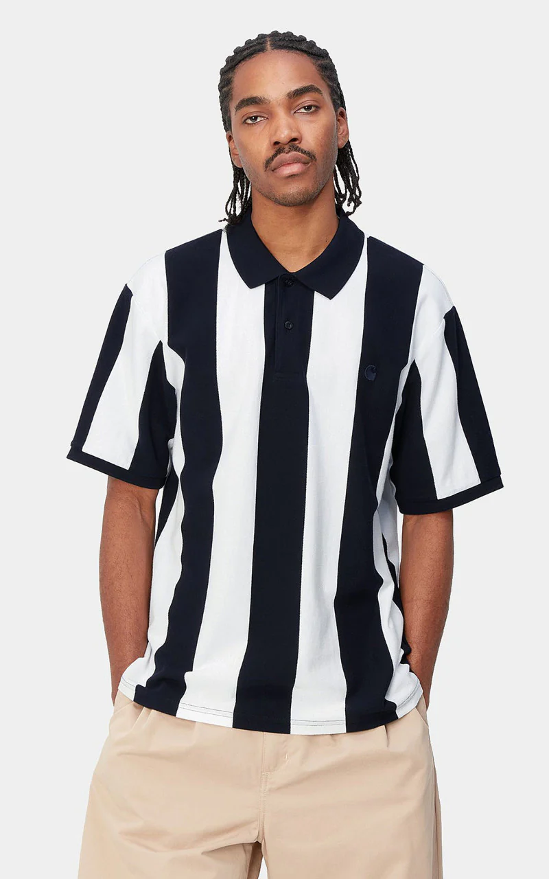 Carhartt WIP S/S Hinton Polo Hinton Stripe/Dark Navy - Image 2