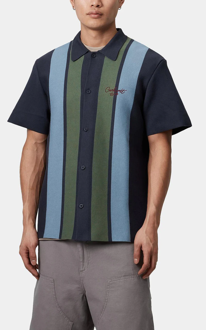 Carhartt WIP S/S Memory Knit Shirt Percy Stripe/Ink - Image 2