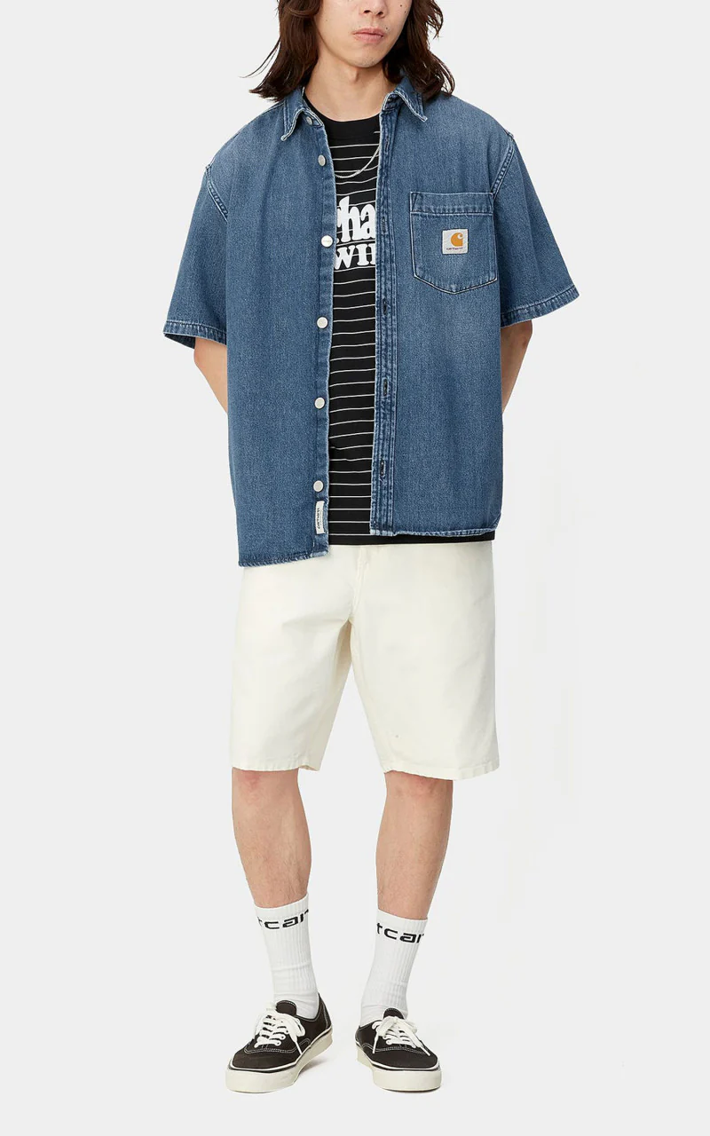 Carhartt WIP S/S Ody Shirt Olympia Denim Blue Dark Used Wash - Image 3