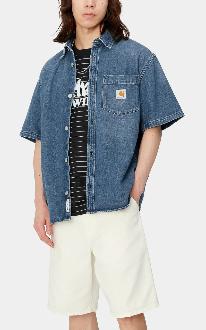 Carhartt WIP S/S Ody Shirt Olympia Denim Blue Dark Used Wash - Image 4