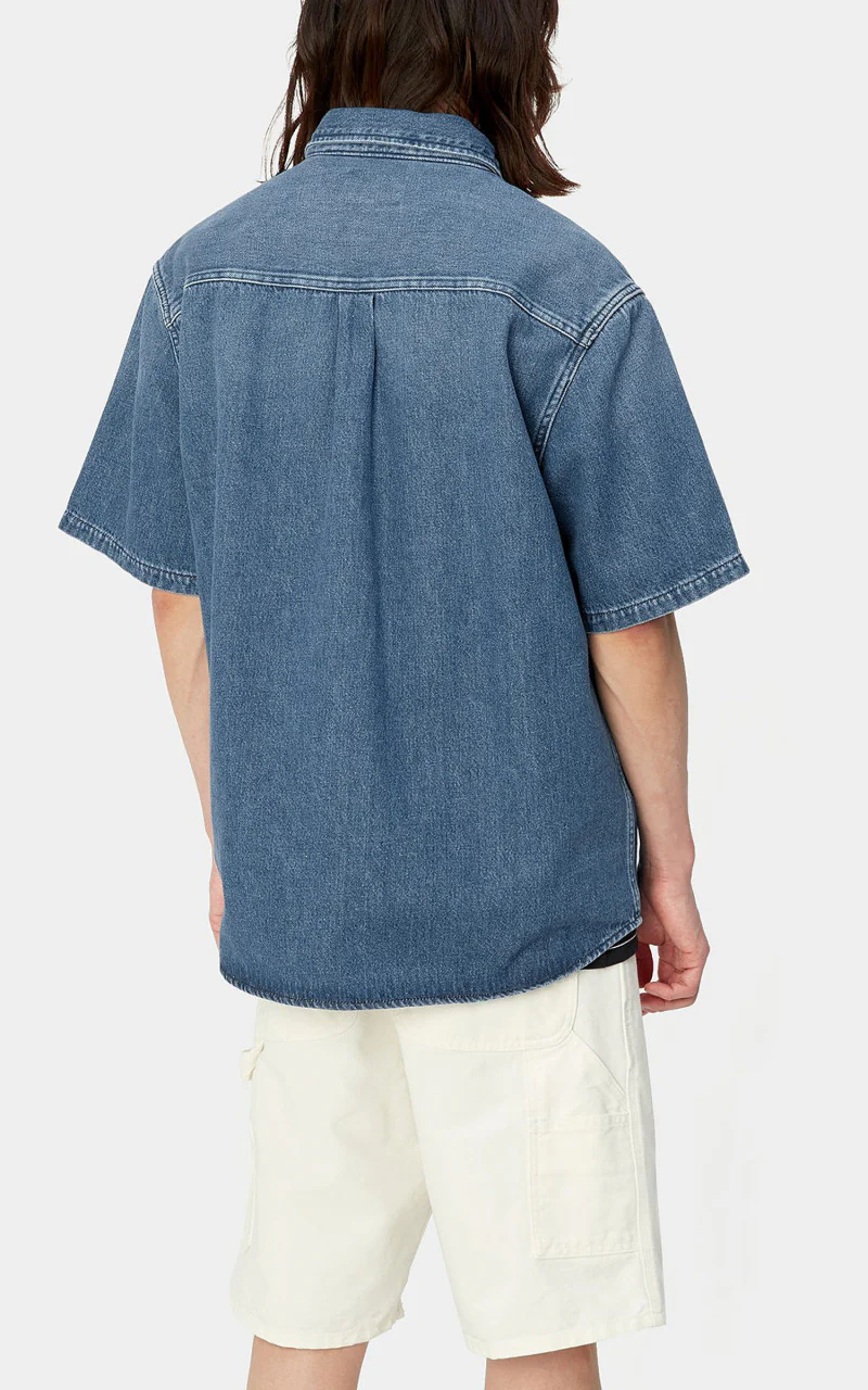 Carhartt WIP S/S Ody Shirt Olympia Denim Blue Dark Used Wash - Image 5
