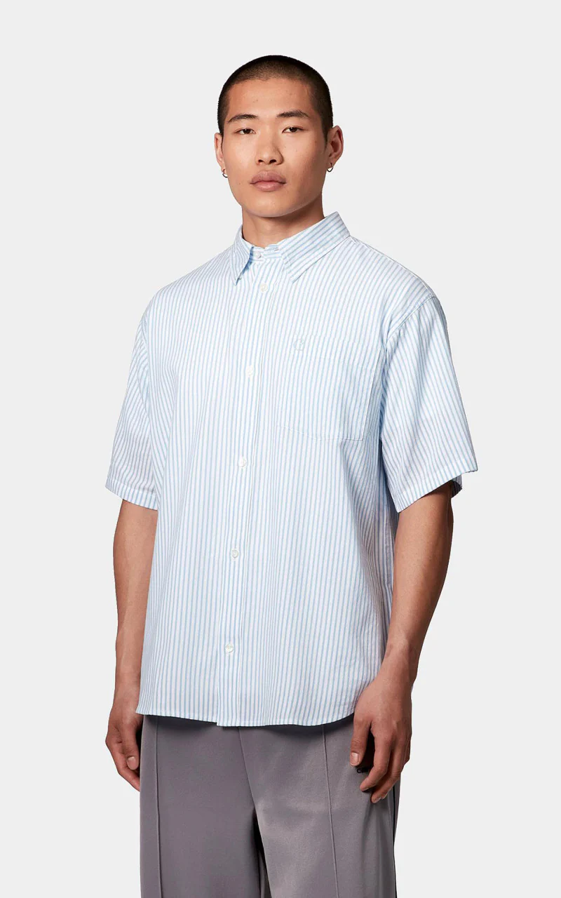 Carhartt WIP S/S Phelps Shirt Phelps Stripe Bluebird - Image 2