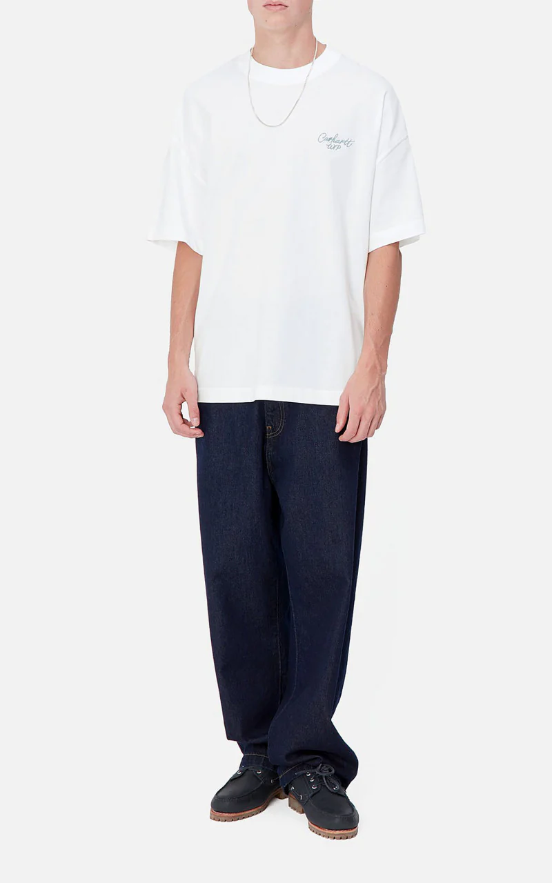 Carhartt WIP S/S Signature Script T-Shirt White/Dusty Ice - Image 2